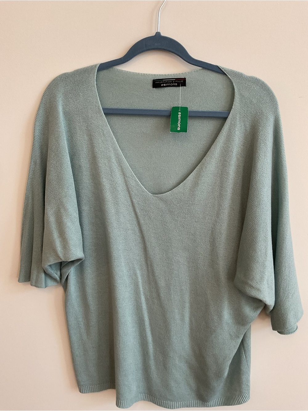 Simons Light Sage Green V-Neck Dolman Sleeve Sweater